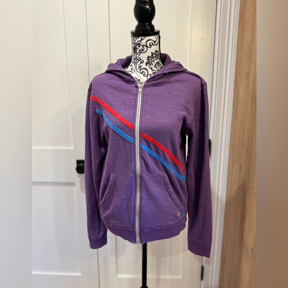 RARE Aviator Nation Zip Up Sweatshirt Hoodie PRAY FOR SNOW in M